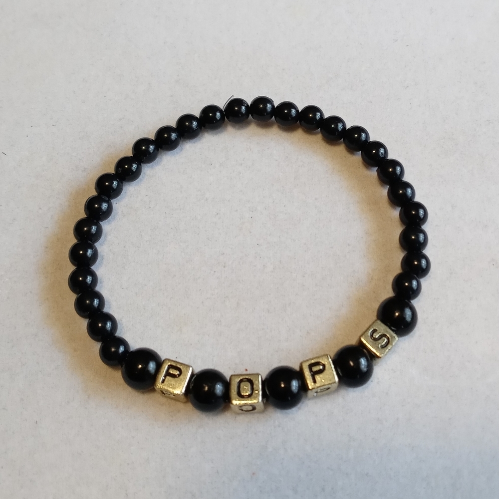 Black & Gold Beaded POPS Letter Bracelet